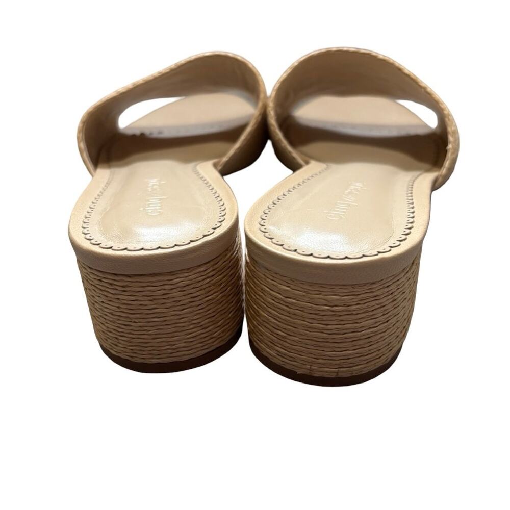 Cinq à Sept Dani Raffia Slide Sandals Embroidered Block Heel Size 39.5 - Picture 4 of 7